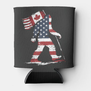 Bigfoot Holding Canada Flag 51st State Trump  Can Cooler