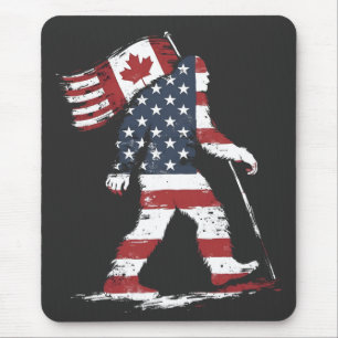 Bigfoot Holding Canada Flag 51st State Trump Mouse Pad