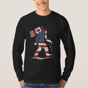 Bigfoot Holding Canada Flag 51st State Trump T-Shirt