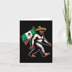 Bigfoot Holding Mexico Flag Funny Cinco De Mayo Me Card