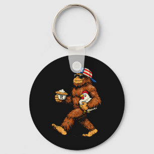 Bigfoot Holding Pi Math Chicken Funny Pi Day Teach Key Ring