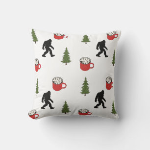 Bigfoot, Hot Cocoa, Pine Tree, Outdoors Cushion
