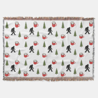 Bigfoot, Hot Cocoa, Pine Tree, Outdoors Throw Blanket
