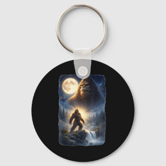Bigfoot howling to the moon vintage funny animalBi Key Ring