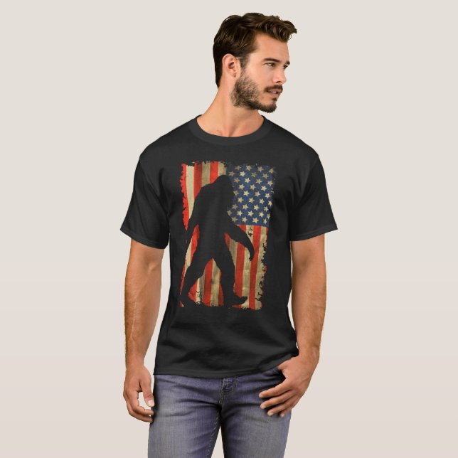 Bigfoot I Believe Sasquatch American Silhouette  T-Shirt (Front Full)