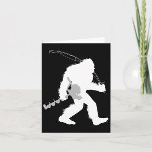 Bigfoot Ice Fishing Yeti Fisherman With Drilling A Card