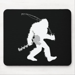 Bigfoot Ice Fishing Yeti Fisherman With Drilling A Mouse Pad