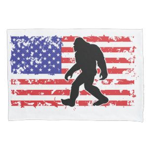 Bigfoot in an American Flag Pillowcase
