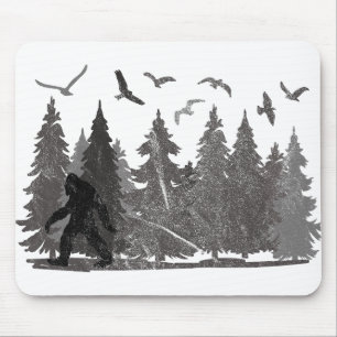 Bigfoot in the Fores Sasquatch Yeti Mouse Pad