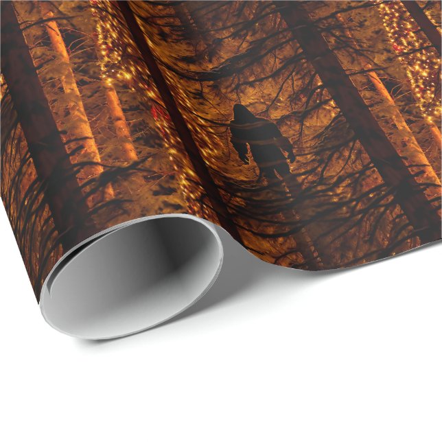 Bigfoot in the Woods  Christmas Wrapping Paper (Roll Corner)