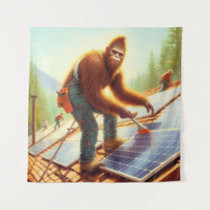 Bigfoot Installing Solar Panels Tapestry