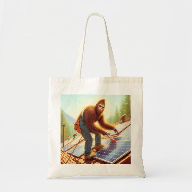 Bigfoot Installing Solar Panels Tote Bag (Front)