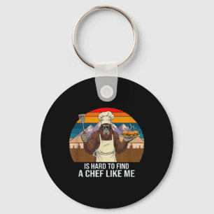 Bigfoot is Hard to find a Chef Like me Vintage BBQ Key Ring
