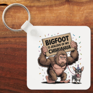 Bigfoot is Jealous of my Chihuahua Key Ring
