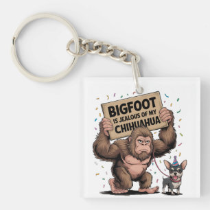 Bigfoot is Jealous of my Chihuahua Key Ring