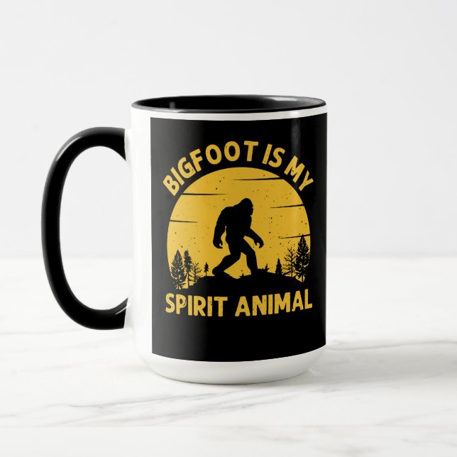 Bigfoot is My Spirit Animal Retro Sunset Mug (Left)