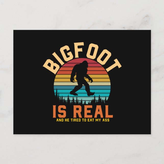 Bigfoot is Real | Bigfoot Retro Design Postcard (Front)