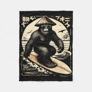Bigfoot - Japanese Themed Bigfoot Surfing Shirt Fleece Blanket