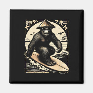 Bigfoot - Japanese Themed Bigfoot Surfing Shirt Magnet