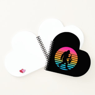 Bigfoot Jazz Saxophone Retro Sunset Design Heart Notebook