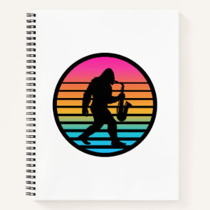 Bigfoot Jazz Saxophone Retro Sunset Design Spiral Notebook