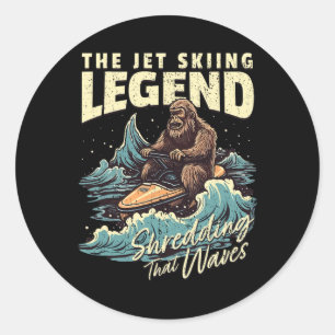 Bigfoot Jet Ski Watercraft Sasquatch Jet Skiing  Classic Round Sticker