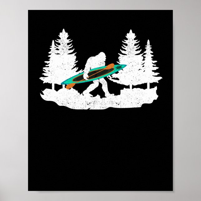 Bigfoot kayak paddling lake white water canoe poster (Front)