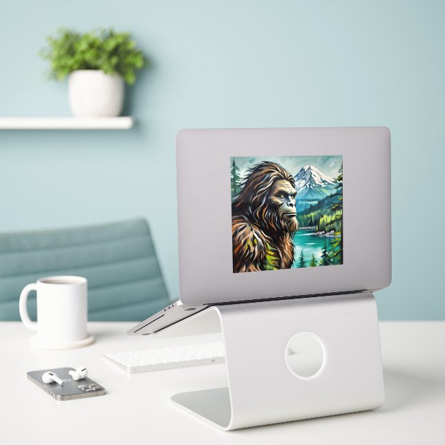 Bigfoot Laptop Sticker (Laptop On Desk)