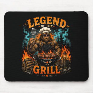 Bigfoot Legend Of The Grill Funny Bbq Dad Father Mouse Pad