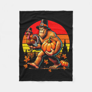 Bigfoot Lgrim Turkey Pumpkin Thanksgiving Day Boys Fleece Blanket