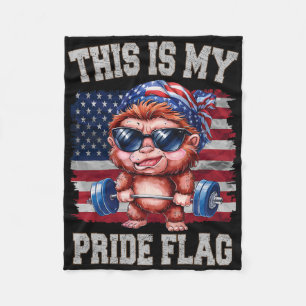 Bigfoot Lifting Barbell 4th Of July This Is My Pri Fleece Blanket