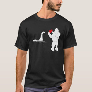 Bigfoot Loch Ness Valentines Day Cool V-Day Pajama T-Shirt