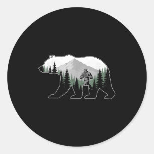 Bigfoot Love Heart Hands Bear Silhouette Valentine Classic Round Sticker