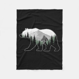 Bigfoot Love Heart Hands Bear Silhouette Valentine Fleece Blanket