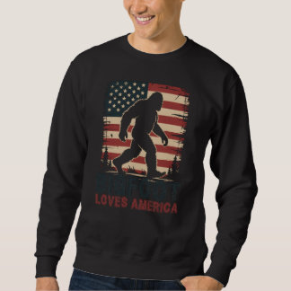 Bigfoot Loves America, American Flag Sasquatch Sweatshirt