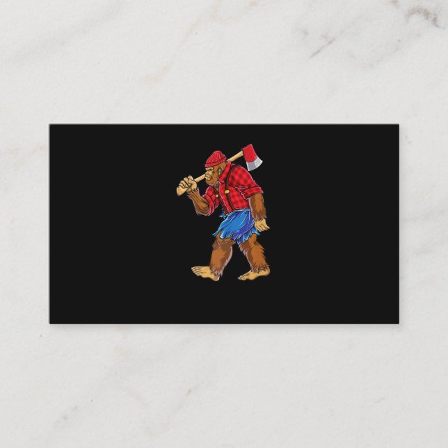 Bigfoot Lumberjack T shirt Sasquatch Carpenter Men Business Card (Front)