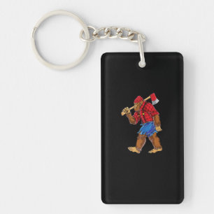Bigfoot Lumberjack T shirt Sasquatch Carpenter Men Key Ring