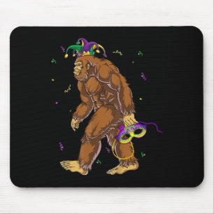 Bigfoot Mardi Gras Carnival Sasquatch Funny Men Bo Mouse Pad