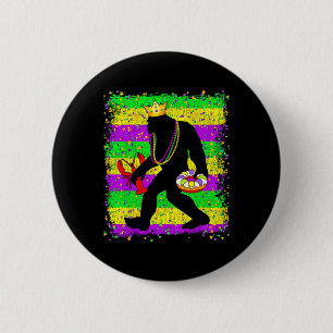 Bigfoot Mardi Gras Sasquatch Funny Men Kids Carniv 6 Cm Round Badge