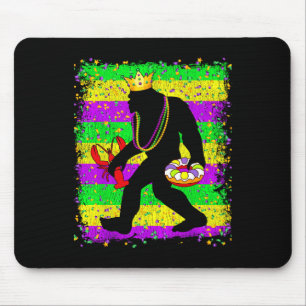 Bigfoot Mardi Gras Sasquatch Funny Men Kids Carniv Mouse Pad