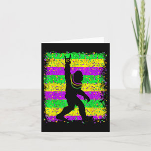 Bigfoot Mardi Gras Sasquatch Funny Men Kids Gift T Card