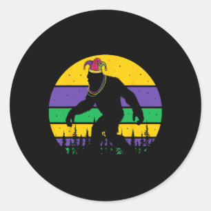 Bigfoot Mardi Gras Sasquatch Funny Men Kids Gift T Classic Round Sticker