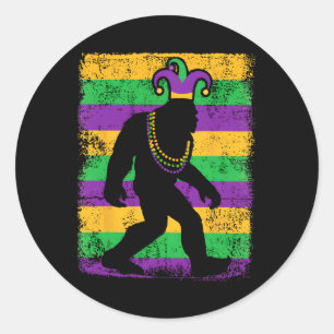 Bigfoot Mardi Gras Sasquatch Funny Men Kids Gift T Classic Round Sticker