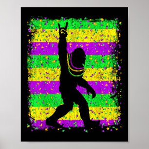Bigfoot Mardi Gras Sasquatch Funny Men Kids Gift T Poster