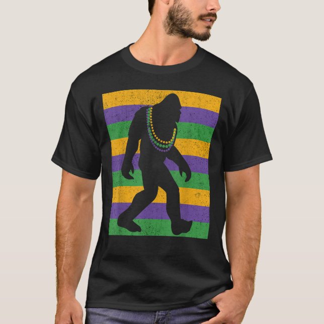 Bigfoot Mardi Gras Sasquatch Funny Men Kids Gift   T-Shirt (Front)