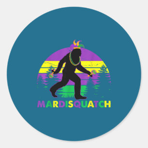 Bigfoot Mardi Gras Sasquatch Orleans Classic Round Sticker