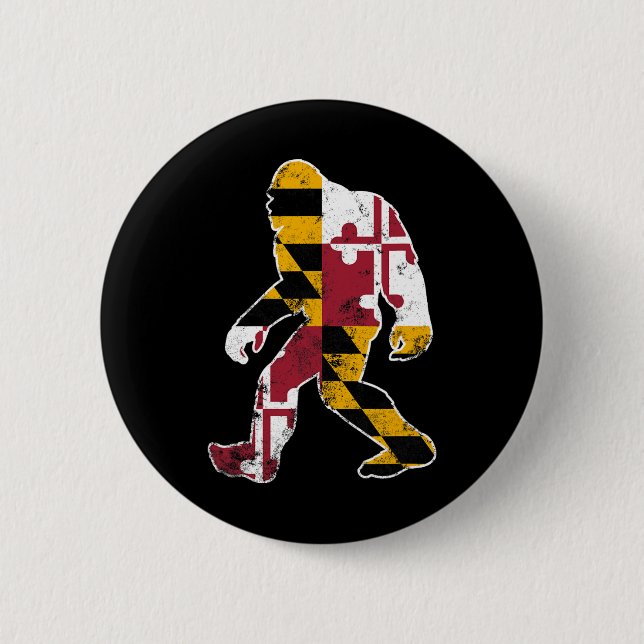 Bigfoot Maryland Flag State Sasquatch Men Women Ki 6 Cm Round Badge (Front)