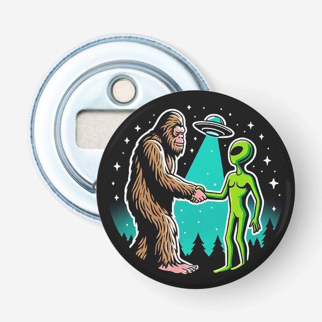 Bigfoot Meets Alien Bottle Opener (Front)