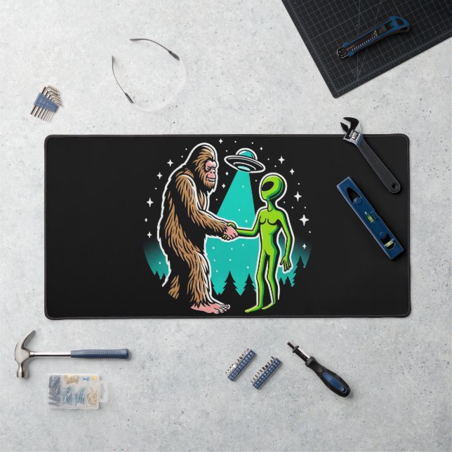 Bigfoot Meets Alien Desk Mat (Workstation)