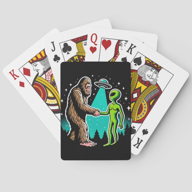 Bigfoot Meets Alien Playing Cards (Back)